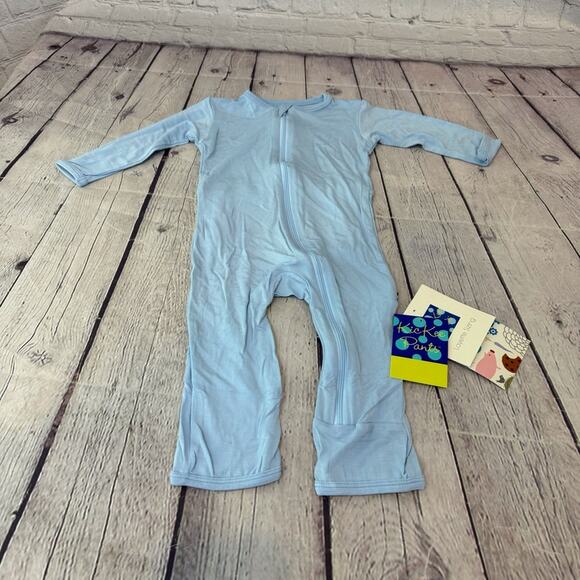 Kickee Pants Light Blue Bamboo Zipper Footless Romper - Picture 3 of 5